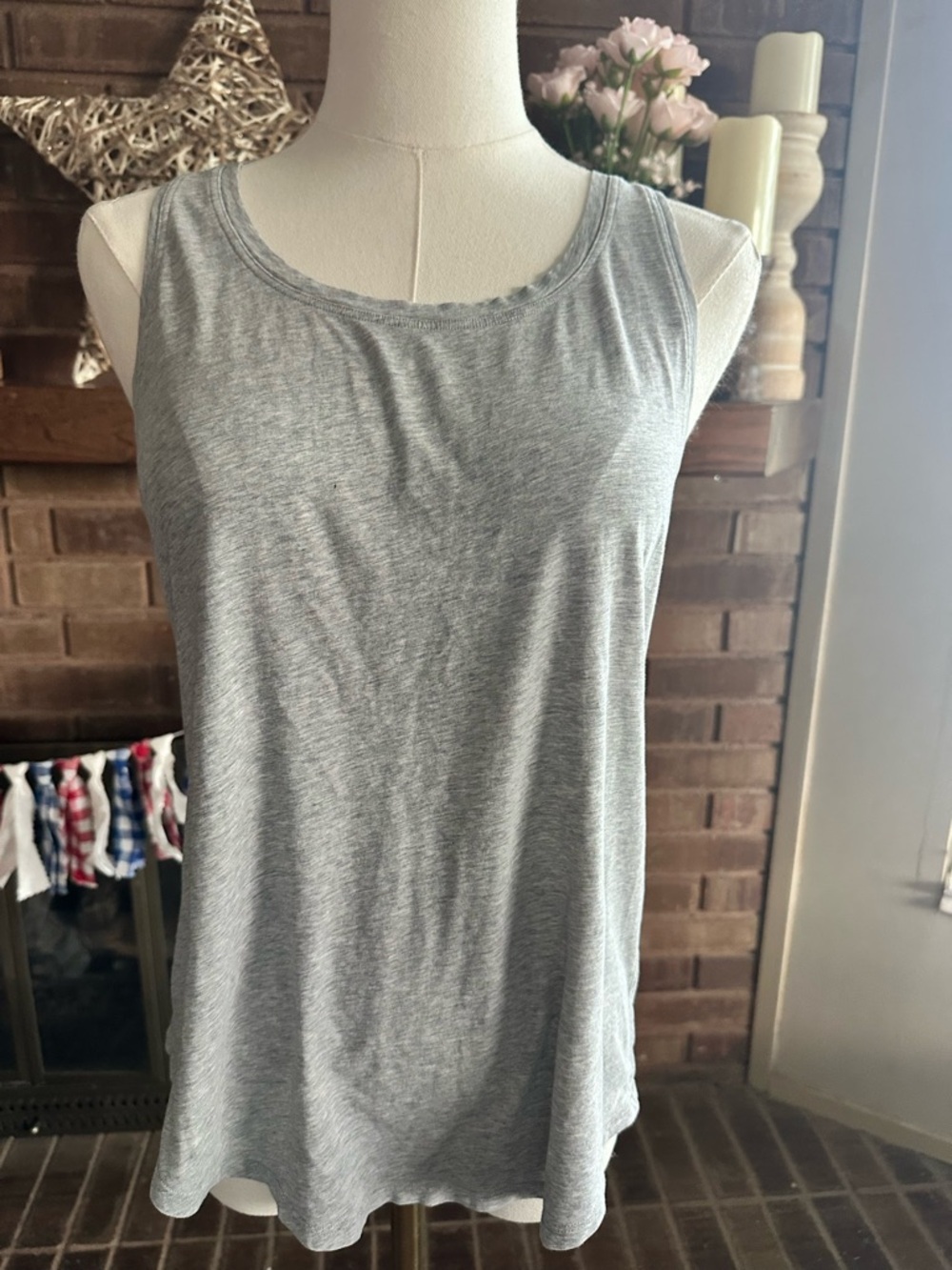 Lululemon Essential Tank Pleated Back Pima Cotton Racerback Heathered Gray